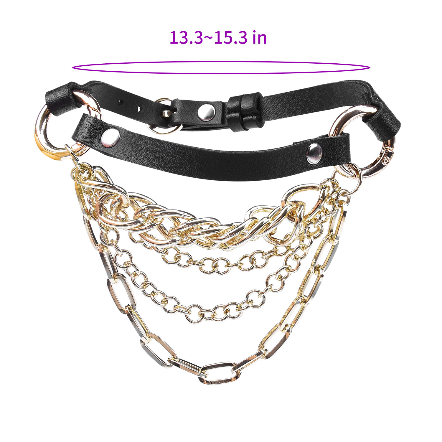 Open-Body Chain Harness with Leather Collar