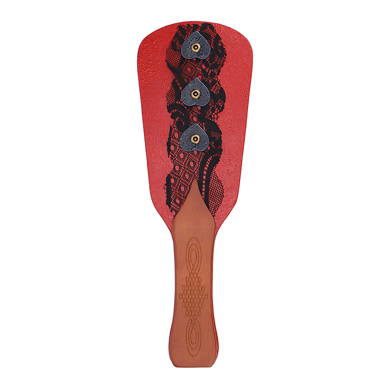 Wooden Handle Leather Spanking Paddle