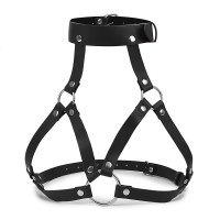Womanizer Black Manufacturers – 
 Deluxe Leather Open Cup Harness Bra – missuuu